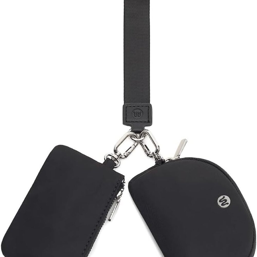 Mini Zip Around Wristlet Wallet for Women Detachable Dual Pouch Wristlet Portabl